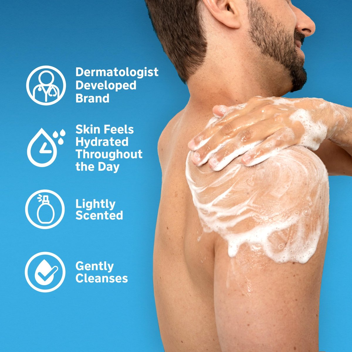Lubriderm Daily Moisture Body + Face Wash, Hydrating Body Wash and Moisturizing Facial Cleanser with Pro-Ceramide & Shea Butter, Hypoallergenic, 16 fl. oz - görsel 9