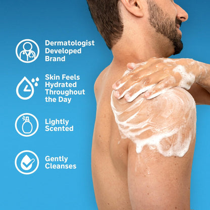 Lubriderm Daily Moisture Body + Face Wash, Hydrating Body Wash and Moisturizing Facial Cleanser with Pro-Ceramide & Shea Butter, Hypoallergenic, 16 fl. oz