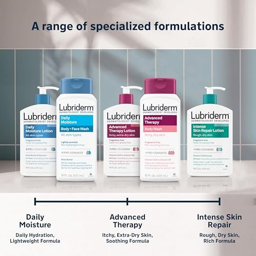Lubriderm Daily Moisture Body + Face Wash, Hydrating Body Wash and Moisturizing Facial Cleanser with Pro-Ceramide & Shea Butter, Hypoallergenic, 16 fl. oz - görsel 14
