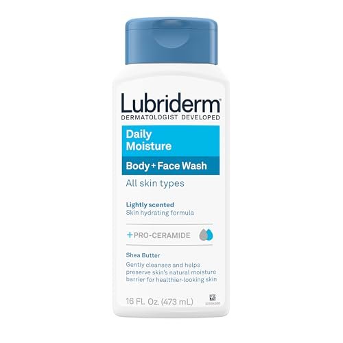 Lubriderm Daily Moisture Body + Face Wash, Hydrating Body Wash and Moisturizing Facial Cleanser with Pro-Ceramide & Shea Butter, Hypoallergenic, 16 fl. oz - görsel 2