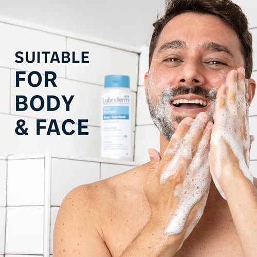 Lubriderm Daily Moisture Body + Face Wash, Hydrating Body Wash and Moisturizing Facial Cleanser with Pro-Ceramide & Shea Butter, Hypoallergenic, 16 fl. oz - görsel 4