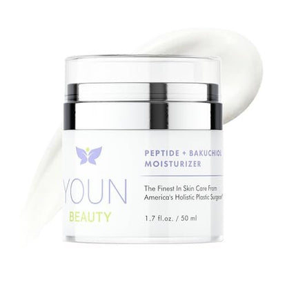 YOUN Beauty Peptide + Bakuchiol Moisturizer – Retinol-Alternative Face Cream for Collagen Support, Hydration & Elasticity, Paraben-Free, 50ml Avelisse