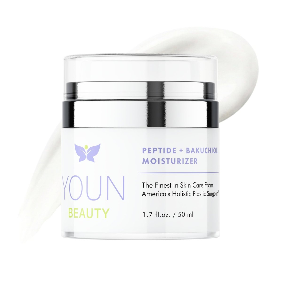 YOUN Beauty Peptide + Bakuchiol Moisturizer – Retinol-Alternative Face Cream for Collagen Support, Hydration & Elasticity, Paraben-Free, 50ml Avelisse