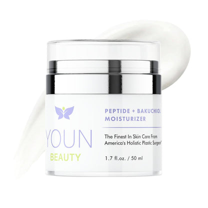 YOUN Beauty Peptide + Bakuchiol Moisturizer – Retinol-Alternative Face Cream for Collagen Support, Hydration & Elasticity, Paraben-Free, 50ml Avelisse