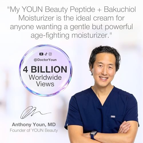 YOUN Beauty Peptide + Bakuchiol Moisturizer – Retinol-Alternative Face Cream for Collagen Support, Hydration & Elasticity, Paraben-Free, 50ml Avelisse