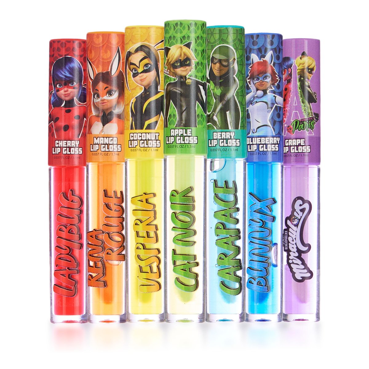 Miraculous 7-Piece Lip Gloss Set - Zag Heroez Lipgloss Collection with Fruit Flavors & Precision Applicator - görsel 1