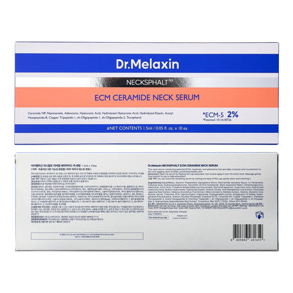 Dr.Melaxin Neck Tightening Ampoule – Firming & Lifting Ampoule for Neck Wrinkles & Sagging Skin, Necksphalt ECM Barrier Anti-Aging Korean Neck Care Treatment, 1.5ml×10ea Avelisse