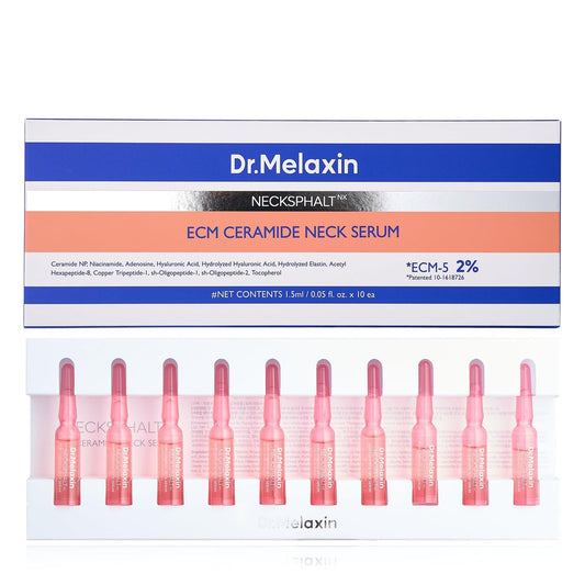Dr.Melaxin Neck Tightening Ampoule – Firming & Lifting Ampoule for Neck Wrinkles & Sagging Skin, Necksphalt ECM Barrier Anti-Aging Korean Neck Care Treatment, 1.5ml×10ea Avelisse