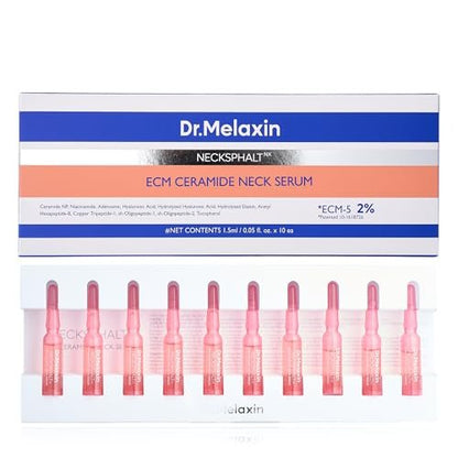 Dr.Melaxin Neck Tightening Ampoule – Firming & Lifting Ampoule for Neck Wrinkles & Sagging Skin, Necksphalt ECM Barrier Anti-Aging Korean Neck Care Treatment, 1.5ml×10ea Avelisse