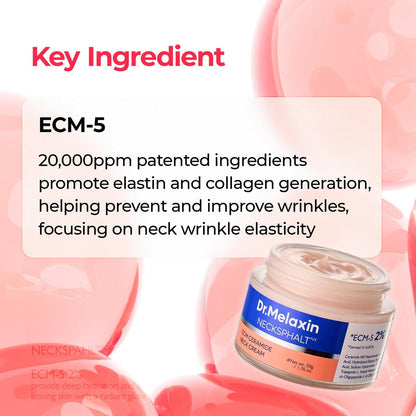Dr.Melaxin Necksphalt Firming Cream with ECM-5 20,000ppm - Firming & Lifting Neck Cream for Wrinkles & Sagging Skin, Ceramide & Collagen for Elasticity & Radiant Glow, 1.76 fl.oz Avelisse