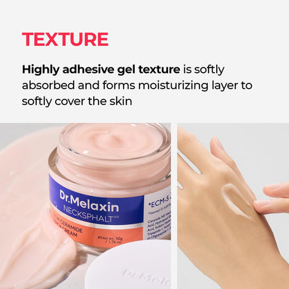 Dr.Melaxin Necksphalt Firming Cream with ECM-5 20,000ppm - Firming & Lifting Neck Cream for Wrinkles & Sagging Skin, Ceramide & Collagen for Elasticity & Radiant Glow, 1.76 fl.oz Avelisse