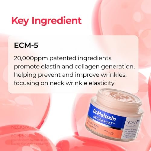 Dr.Melaxin Necksphalt Firming Cream with ECM-5 20,000ppm - Firming & Lifting Neck Cream for Wrinkles & Sagging Skin, Ceramide & Collagen for Elasticity & Radiant Glow, 1.76 fl.oz Avelisse