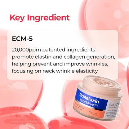 Dr.Melaxin Necksphalt Firming Cream with ECM-5 20,000ppm - Firming & Lifting Neck Cream for Wrinkles & Sagging Skin, Ceramide & Collagen for Elasticity & Radiant Glow, 1.76 fl.oz Avelisse
