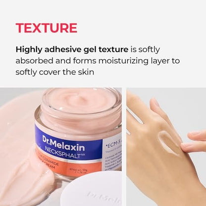 Dr.Melaxin Necksphalt Firming Cream with ECM-5 20,000ppm - Firming & Lifting Neck Cream for Wrinkles & Sagging Skin, Ceramide & Collagen for Elasticity & Radiant Glow, 1.76 fl.oz Avelisse