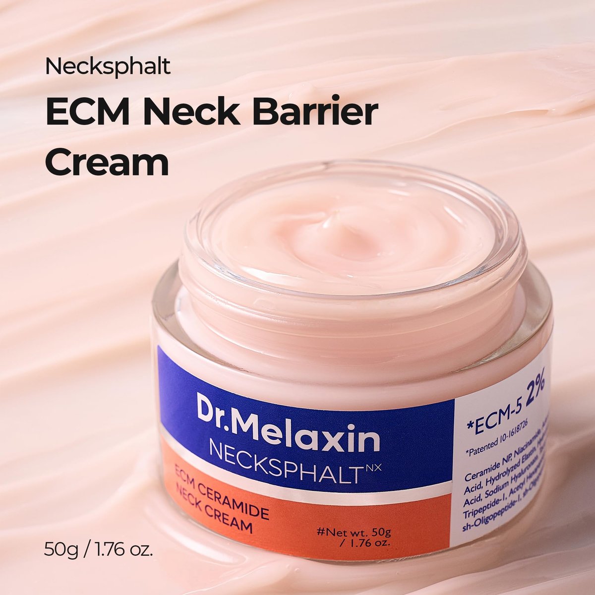 Dr.Melaxin Necksphalt Firming Cream with ECM-5 20,000ppm - Firming & Lifting Neck Cream for Wrinkles & Sagging Skin, Ceramide & Collagen for Elasticity & Radiant Glow, 1.76 fl.oz Avelisse