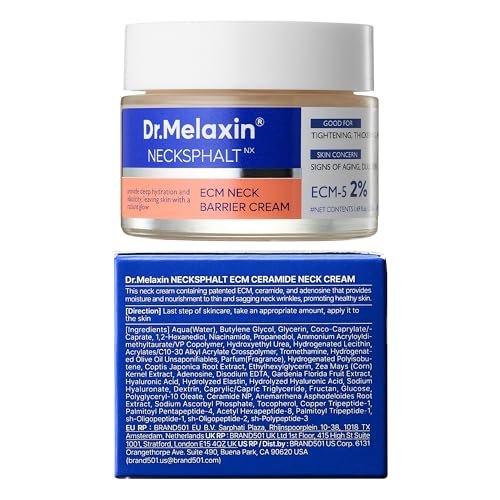 Dr.Melaxin Necksphalt Firming Cream with ECM-5 20,000ppm - Firming & Lifting Neck Cream for Wrinkles & Sagging Skin, Ceramide & Collagen for Elasticity & Radiant Glow, 1.76 fl.oz Avelisse