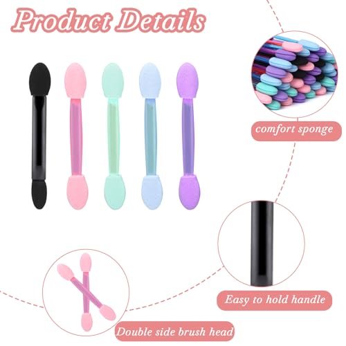 50-Pack Disposable Double Head Eyeshadow Sponge Brushes - Multicolor Dual-Sided Eye Shadow Applicators for Professional & Personal Use - görsel 8