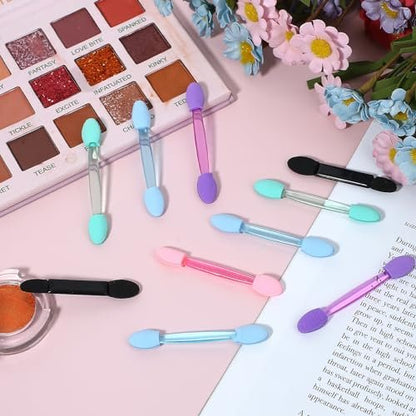 50-Pack Disposable Double Head Eyeshadow Sponge Brushes - Multicolor Dual-Sided Eye Shadow Applicators for Professional & Personal Use