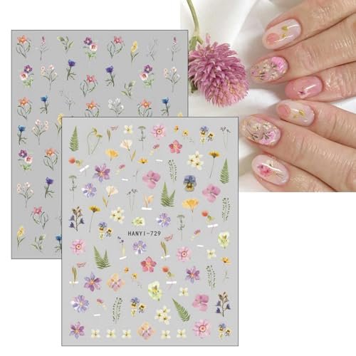 JMEOWIO 9 Sheets Spring Flower Nail Art Stickers Decals - Self-Adhesive Colorful Summer Floral Nail Supplies - görsel 16