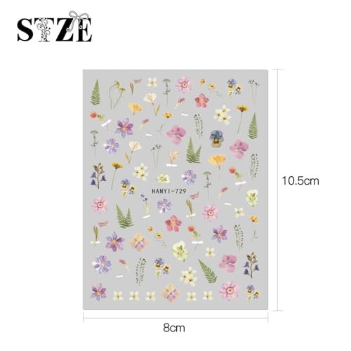 JMEOWIO 9 Sheets Spring Flower Nail Art Stickers Decals - Self-Adhesive Colorful Summer Floral Nail Supplies - görsel 14