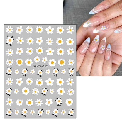 JMEOWIO 9 Sheets Spring Flower Nail Art Stickers Decals - Self-Adhesive Colorful Summer Floral Nail Supplies