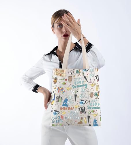 POFULL Movie Characters Collage Canvas Cosmetic Bag – Fairy Tales Gift for Women - görsel 10