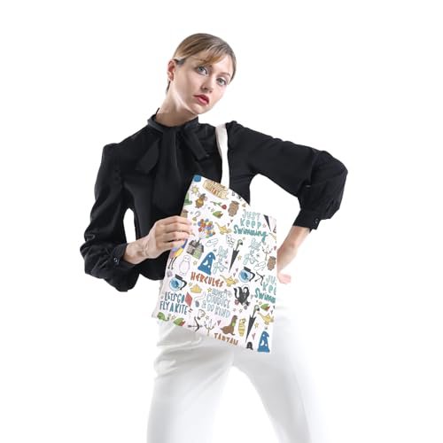 POFULL Movie Characters Collage Canvas Cosmetic Bag – Fairy Tales Gift for Women - görsel 8