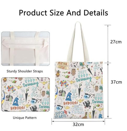 POFULL Movie Characters Collage Canvas Cosmetic Bag – Fairy Tales Gift for Women