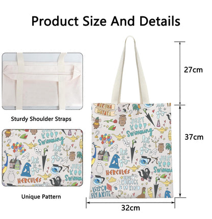 POFULL Movie Characters Collage Canvas Cosmetic Bag – Fairy Tales Gift for Women