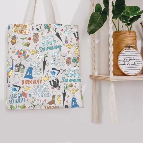 POFULL Movie Characters Collage Canvas Cosmetic Bag – Fairy Tales Gift for Women - görsel 14