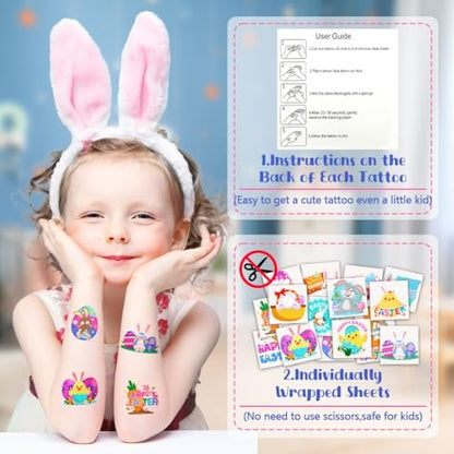 Easter Basket Stuffers for Kids 160PCS Temporary Easter Tattoos for Kids 2 Inch Fake Tattoo Stickers Easter Goodie Bag Fillers Easter Decorations Party Favors Supplies for Boys Girls Avelisse