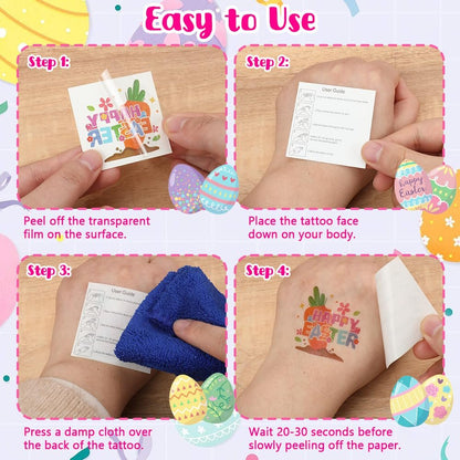 Easter Basket Stuffers for Kids 160PCS Temporary Easter Tattoos for Kids 2 Inch Fake Tattoo Stickers Easter Goodie Bag Fillers Easter Decorations Party Favors Supplies for Boys Girls Avelisse