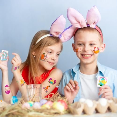 Easter Basket Stuffers for Kids 160PCS Temporary Easter Tattoos for Kids 2 Inch Fake Tattoo Stickers Easter Goodie Bag Fillers Easter Decorations Party Favors Supplies for Boys Girls Avelisse
