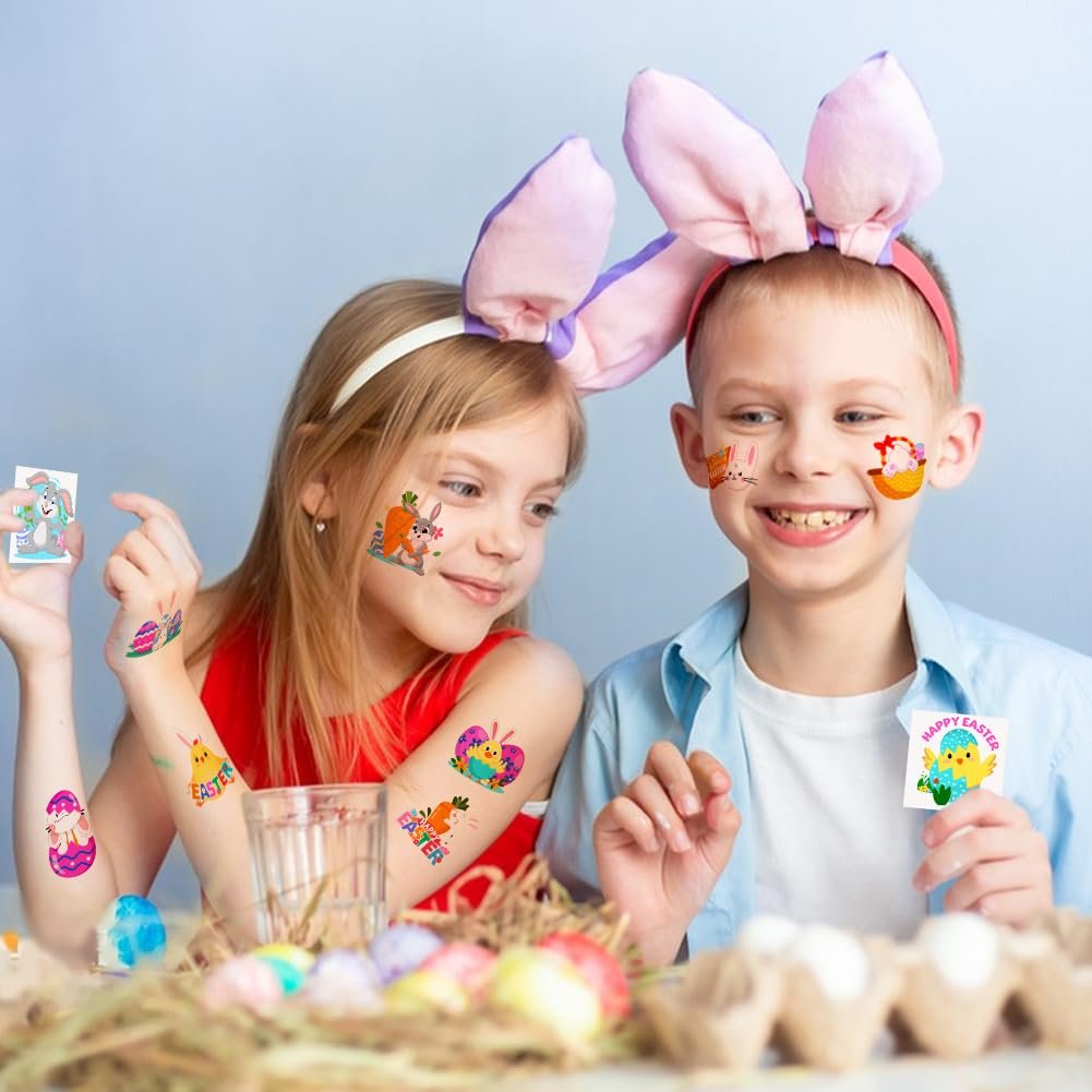 Easter Basket Stuffers for Kids 160PCS Temporary Easter Tattoos for Kids 2 Inch Fake Tattoo Stickers Easter Goodie Bag Fillers Easter Decorations Party Favors Supplies for Boys Girls Avelisse