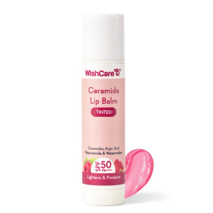 WishCare Tinted Lip Balm with SPF 50 PA+++ – Enriched with Niacinamide, Natural Pink, 5g