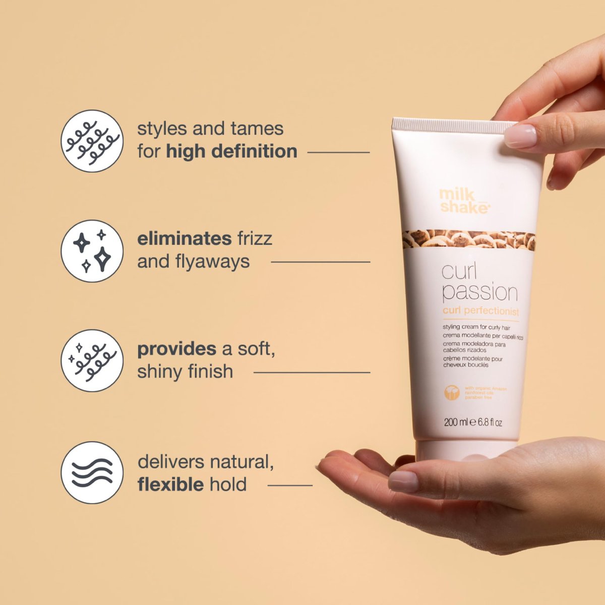 milk_shake Curl Passion Perfectionist Style Cream - Define & Tame Curls, Banish Frizz (6.8 fl oz) Avelisse