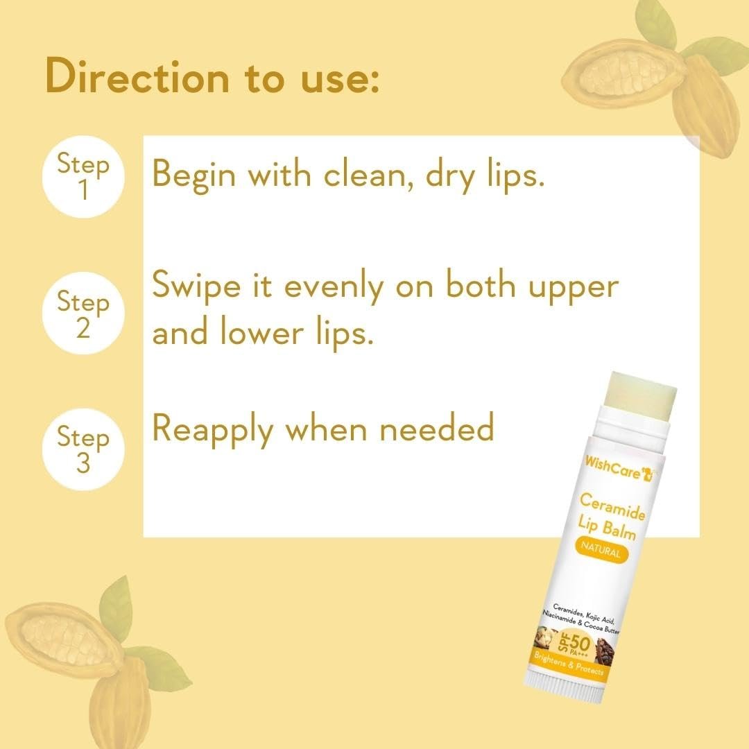 WishCare Lip Balm with SPF 50 PA+++ – Niacinamide Lip Care for Men & Women, 5g - görsel 11