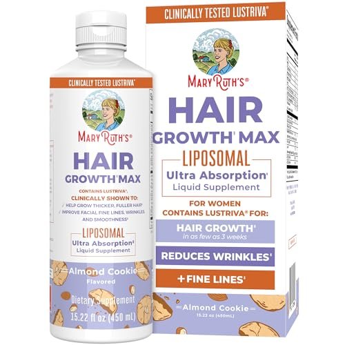 MaryRuth Organics Women's Hair Growth MAX Liposomal with Lustriva® + Biotin 10000mcg + Pumpkin Seed Oil - Thicker Hair & Skin Support, 15.22 Fl Oz Avelisse