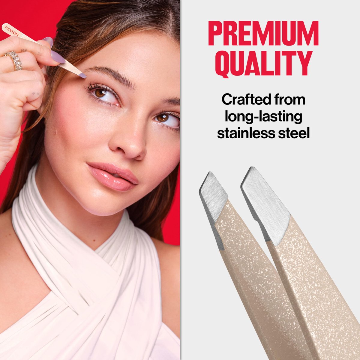 Revlon Designer Series Slant Tweezer – High Precision Stainless Steel Tweezers for Eyebrow & Facial Hair Removal - görsel 9