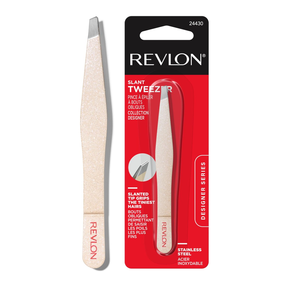 Revlon Designer Series Slant Tweezer – High Precision Stainless Steel Tweezers for Eyebrow & Facial Hair Removal - görsel 1