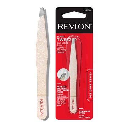 Revlon Designer Series Slant Tweezer – High Precision Stainless Steel Tweezers for Eyebrow & Facial Hair Removal