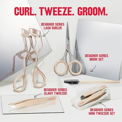 Revlon Designer Series Slant Tweezer – High Precision Stainless Steel Tweezers for Eyebrow & Facial Hair Removal
