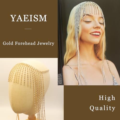 YAEISM Rhinestone Head Chain Long Tassel Gold Headpieces Vintage 1920s Hair Chains Flapper Hair Accessories for Women and Girls - görsel 12