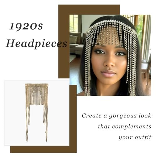 YAEISM Rhinestone Head Chain Long Tassel Gold Headpieces Vintage 1920s Hair Chains Flapper Hair Accessories for Women and Girls - görsel 6