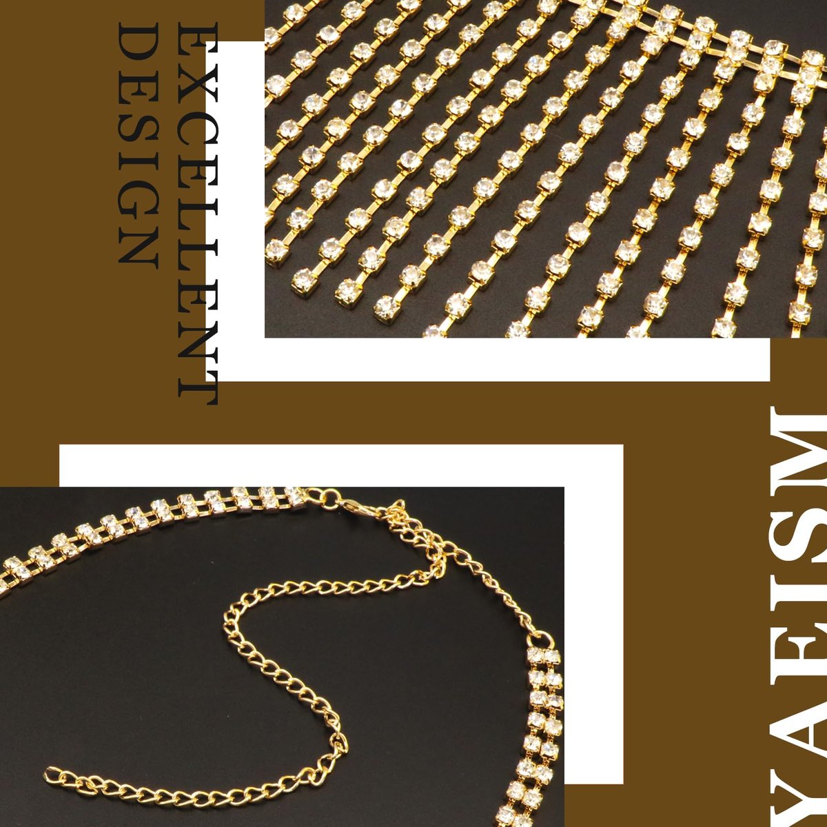 YAEISM Rhinestone Head Chain Long Tassel Gold Headpieces Vintage 1920s Hair Chains Flapper Hair Accessories for Women and Girls - görsel 9