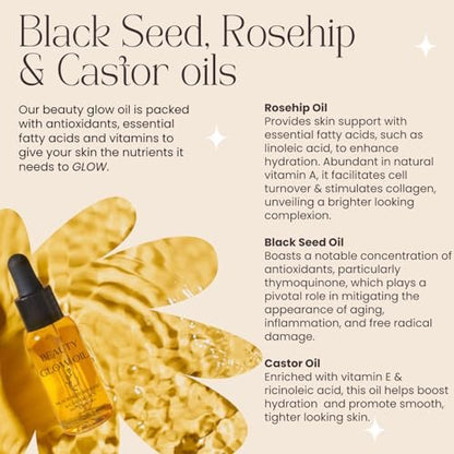 Organic Cold Pressed Black Seed, Rosehip & Castor Oil Face Serum – Anti-Aging Moisturizer for Glowing Skin, 1 Fl Oz Avelisse