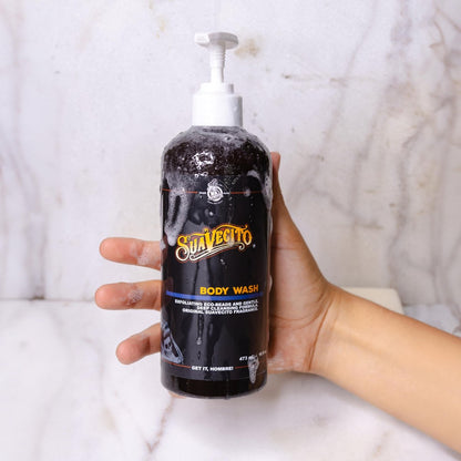 Suavecito Men's Exfoliating Body Wash - Deep Cleaning Shower Gel with Original Fragrance (16 oz) Avelisse
