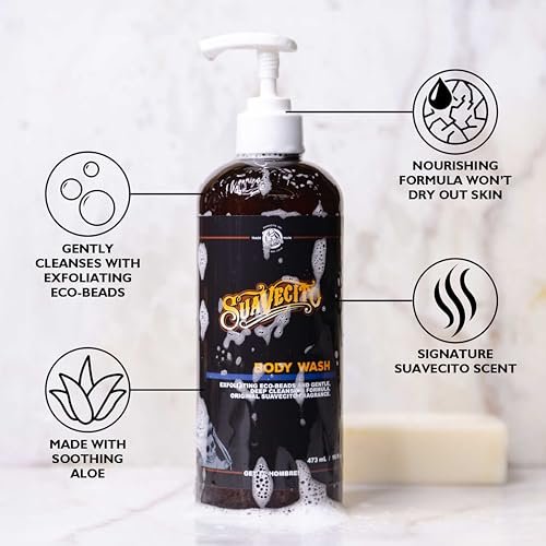 Suavecito Men's Exfoliating Body Wash - Deep Cleaning Shower Gel with Original Fragrance (16 oz) Avelisse