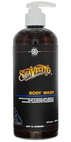 Suavecito Men's Exfoliating Body Wash - Deep Cleaning Shower Gel with Original Fragrance (16 oz) Avelisse