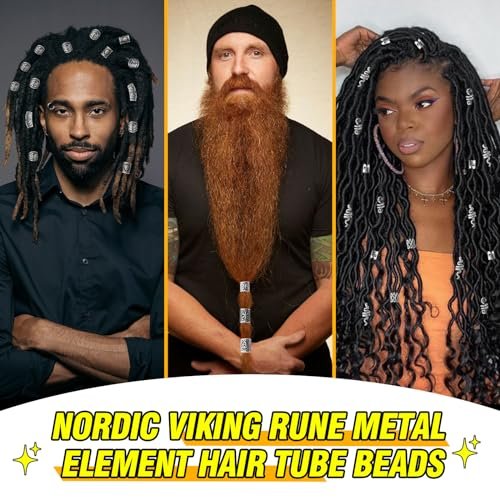 81PCS Viking Hair Beads & Beard Ornaments Set - Premium Silver Hair Jewelry for Dreadlocks, Braids, Locs, and Beard Decor - görsel 4